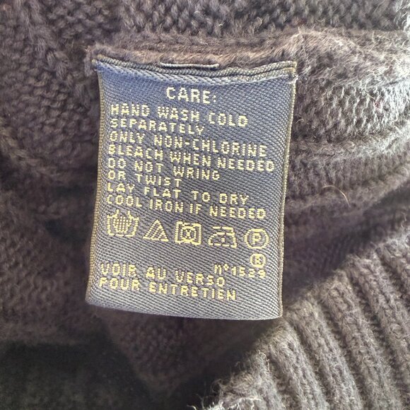 Ralph Lauren navy blue cable knit pullover turtleneck sweater - Picture 6 of 6